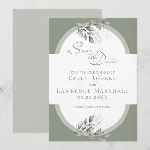 Sage Green Eucalyptus Mariage Enregistrer la carte
