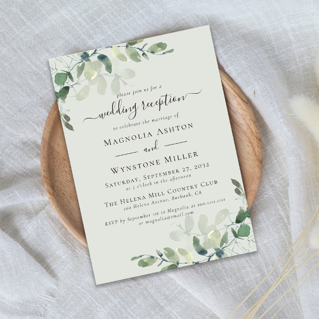 Sage Green Eucalyptus Mariage Réception Invitation (Créateur téléchargé)