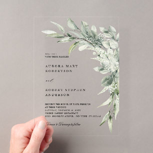Sage Green Eucalyptus Minimalistisch Botanische Ho Acryleinladungen