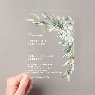 Sage Green Eucalyptus Minimalistisch Botanische Ho Acryleinladungen