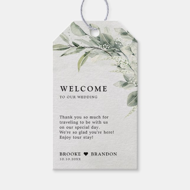 Sage Green Eucalyptus Minimalistisch Botanische Ho Geschenkanhänger (Vorderseite)