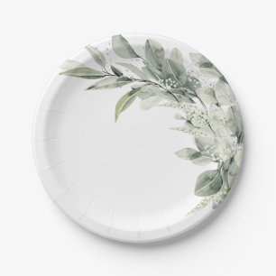 Sage Green Eucalyptus Minimalistisch Botanische Ho Pappteller