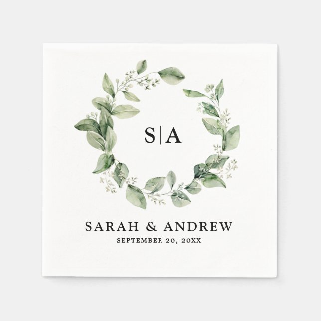 Sage Green Eucalyptus Minimalistisch Botanische Ho Serviette (Vorderseite)