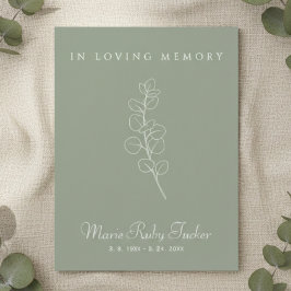 Sage Green Eucalyptus Photo Funeral Thank You Mitteilungskarte