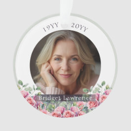 Sage Green Eucalyptus Pink Roses Remembrance Ornament