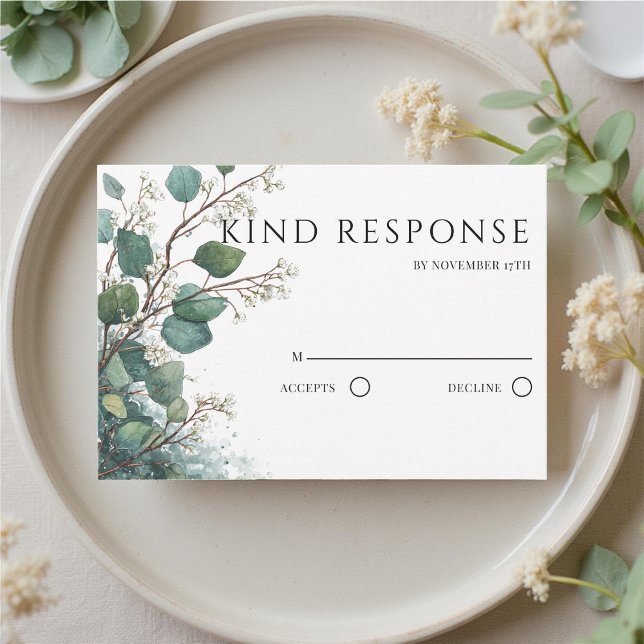 Sage Green Eucalyptus QR Code Wedding RSVP Karte (Von Creator hochgeladen)