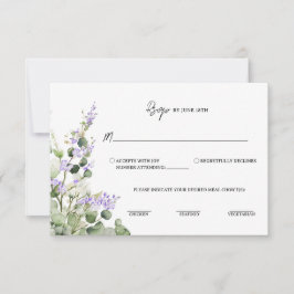 Sage Green Eucalyptus RSVP Card with Lilac Florals Karte