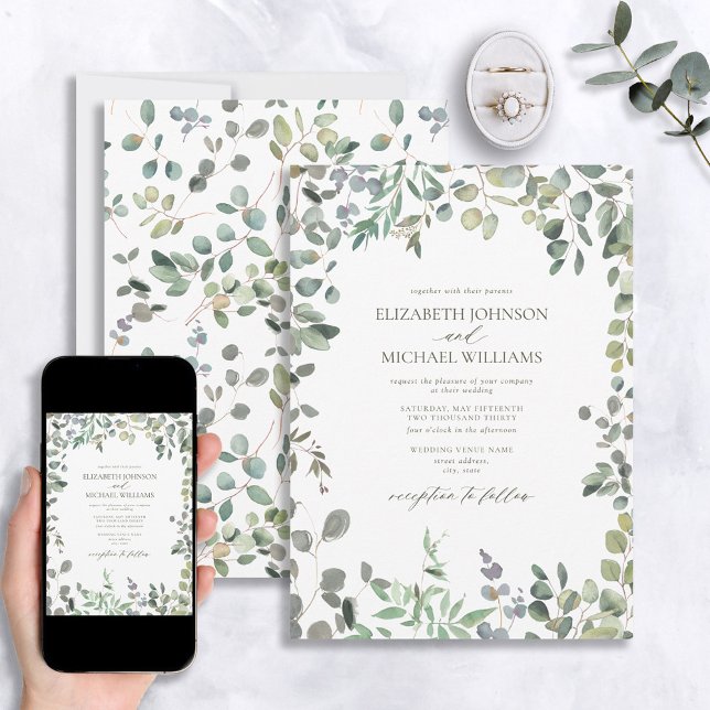 Sage Green Eucalyptus Watercolor Wedding Einladung (Von Creator hochgeladen)