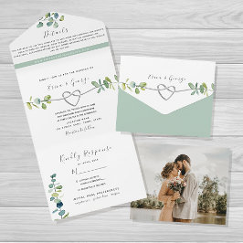 Sage Green Eucalyptus Wedding All In One Einladung