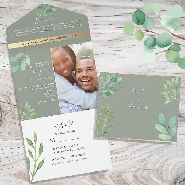 Sage Green Eucalyptus Wedding Einladung (Von Creator hochgeladen)