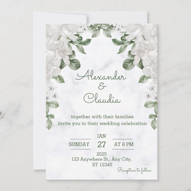 Sage Green Eucalyptus Wedding Einladung (Vorderseite)