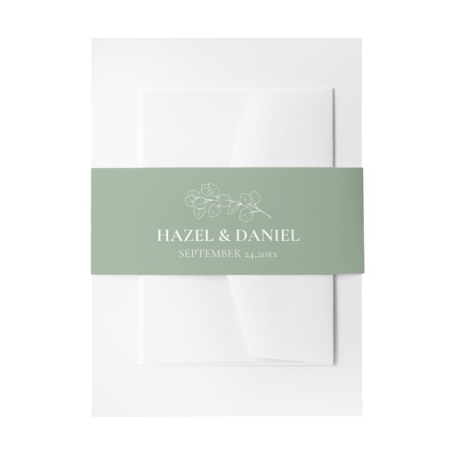 Sage Green Eucalyptus Wedding Einladung Einladungsbanderole (Vorderseite Beispiel)