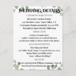 Sage Green Eucalyptus Wedding Info Card Begleitkarte