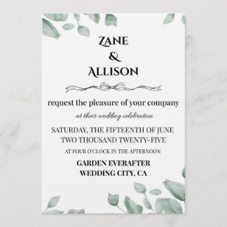 Sage Green Eucalyptus Wedding Invitation