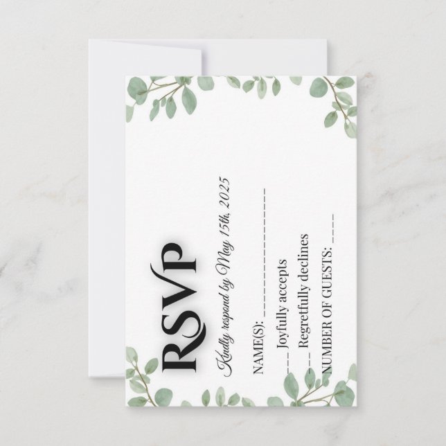 Sage Green Eucalyptus Wedding RSVP Card Karte (Vorderseite)