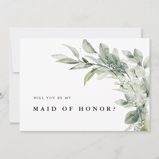 Sage Green Eucalyptus Werden Sie meine Bridesmaid  Einladung (Vorderseite)