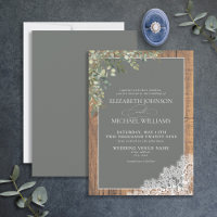 Sage Green Eucalyptus Wood Spitzen Script Wedding 