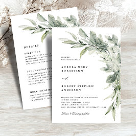 Sage Green Eukalyptus All in one Detail Hochzeit Einladung