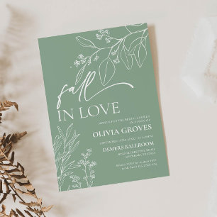 Sage Green Fall in Liebe Bridal Dusche Einladung