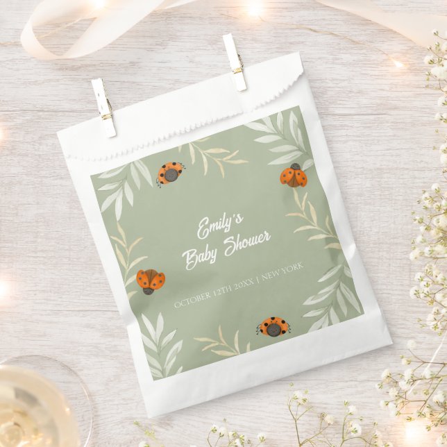 Sage Green Fall Ladybug Grüne Babydusche Geschenktütchen (Ausgeschnitten)