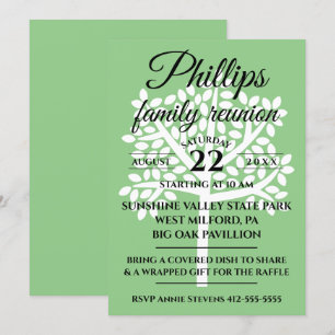 Sage Green Family Wiedersehen White Tree Silhouett Einladung