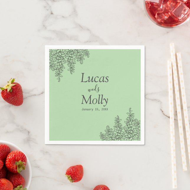 Sage Green Fern Leaf Wedding Serviette (Beispiel)