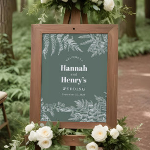 Sage Green Fern Woodland Wedding Willkommenszeiche Poster