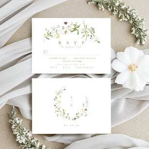 Sage Green Fleur sauvage Rustic Boho Wedding RSVP