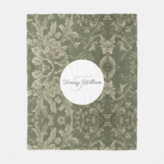 Sage Green Flora Elegante Fleecedecke
