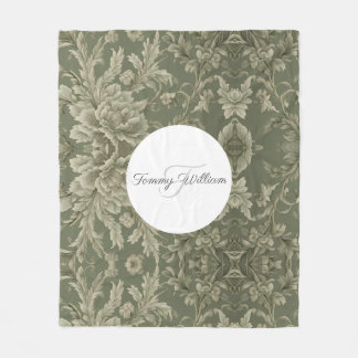 Sage Green Flora Elegantes Ambiente Fleecedecke