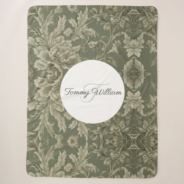 Sage Green Flora Elegantes Ambiente Sherpadecke (Vorderseite)