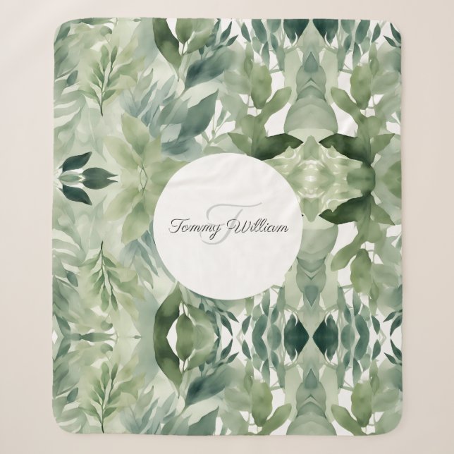 Sage Green Flora Elegantes Ambiente Sherpadecke (Vorderseite)