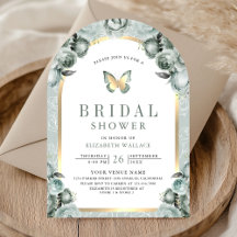 Sage Green Floral Arch Butterfly Brautparty