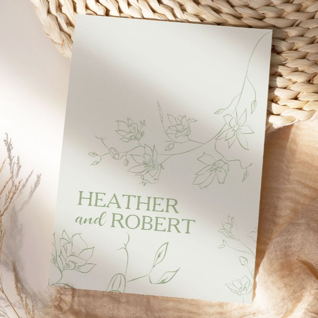 Sage Green Floral Botanical Boho Simple Wedding Einladung (Von Creator hochgeladen)