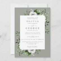 Sage Green Floral Botanical Modern Wedding
