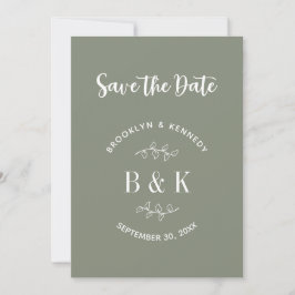 Sage Green Floral Botanical Monogram Couple Name Save The Date