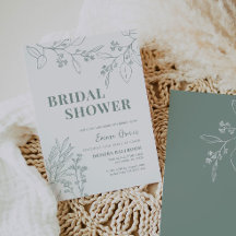 Sage Green Floral Bridal Dusche Einladung