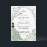 Sage Green Floral Butterfliegen Quinceañera Einladung<br><div class="desc">Vorlage für die grüne Einladung,  Cream Floral,  Quinceanera,  Mis Quince,  16. Geburtstag,  16 . Geburtstag, </div>