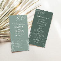 Sage Green Floral Cérémonie Programme