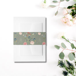 Sage Green Floral Design Garden Hochzeit Einladungsbanderole