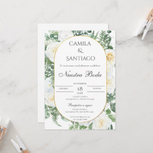 Sage Green Floral Einladung zur Hochzeit in Spanis