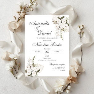 Sage Green Floral Einladung zur Hochzeit in Spanis