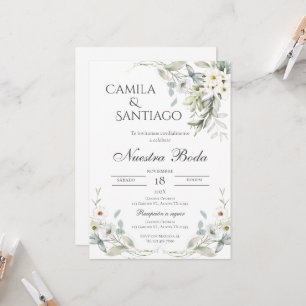 Sage Green Floral Einladung zur Hochzeit in Spanis