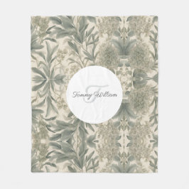 Sage Green Floral Elegant Fleecedecke