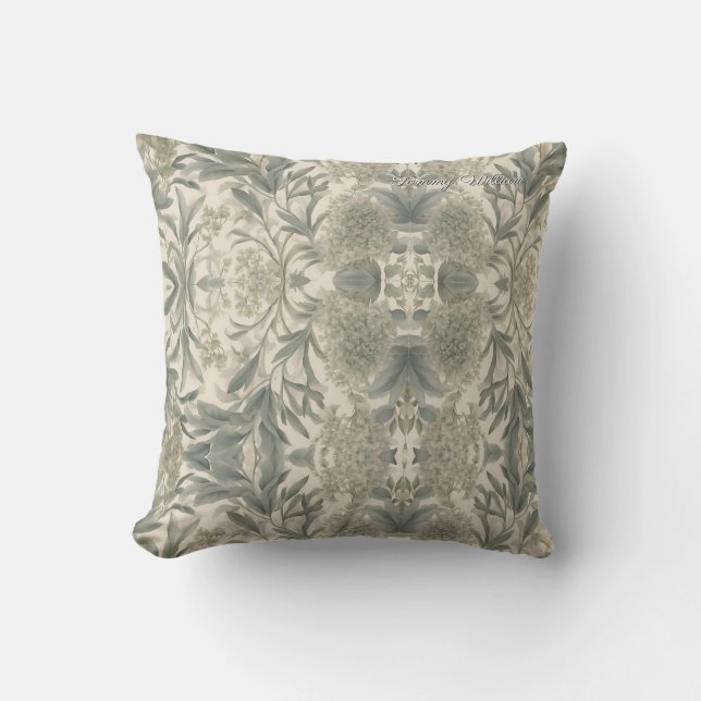 Sage Green Floral Elegant Kissen (Vorderseite)