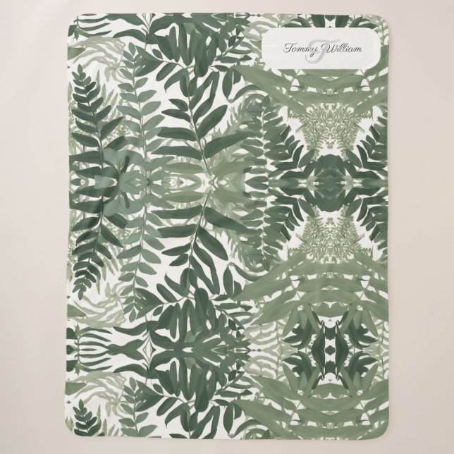 Sage Green Floral Elegant Sherpadecke (Vorderseite)