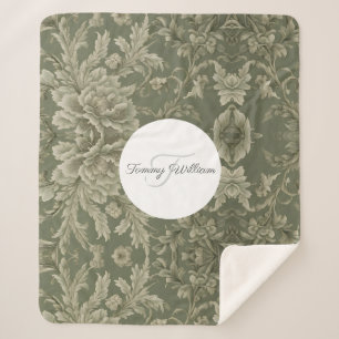 Sage Green Floral Elegant Sherpadecke