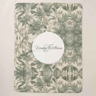 Sage Green Floral Elegant Sherpadecke