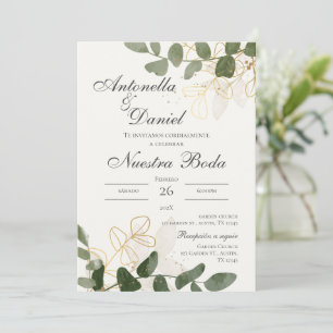Sage Green Floral Faire-part de mariage en espagno