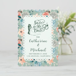 Sage Green Floral Lace Elegante Wedding Calligraph Einladung
